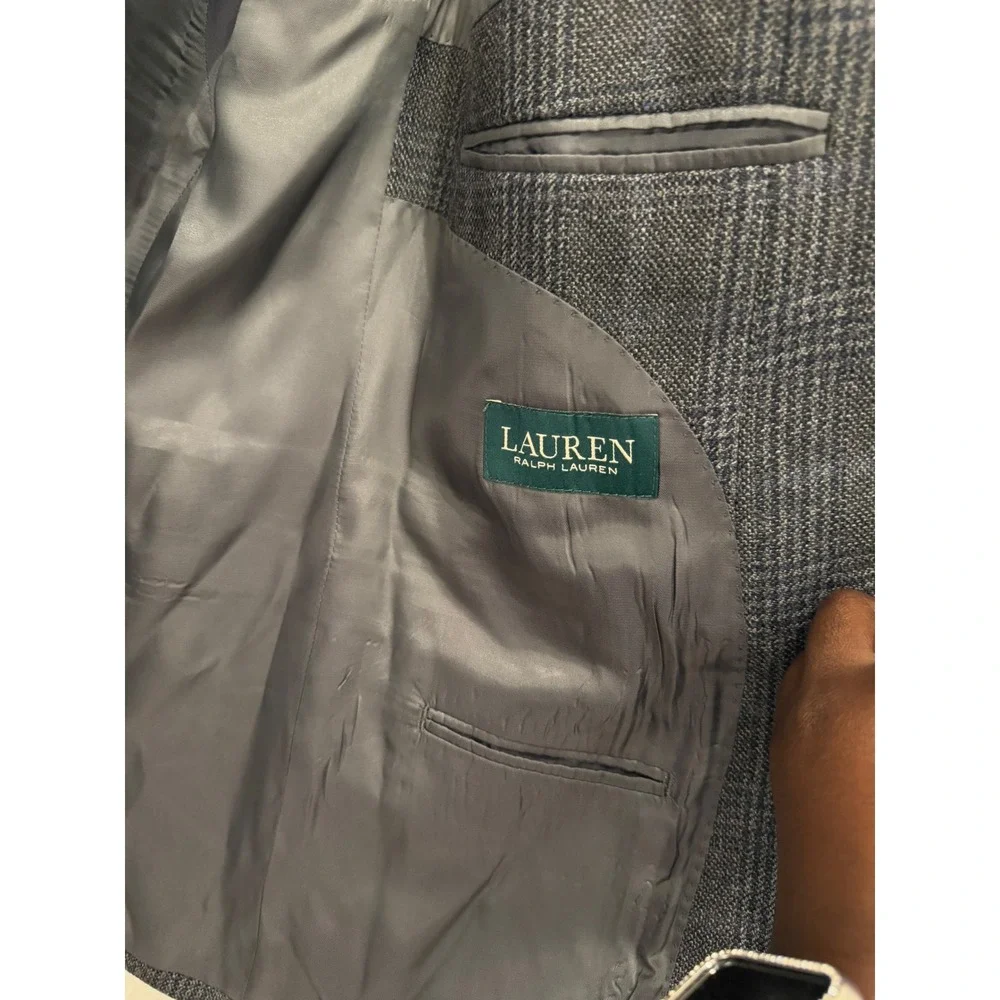 Lauren Ralph Lauren Mens Grey Glen Plaid Two Button Blazer Sport Coat